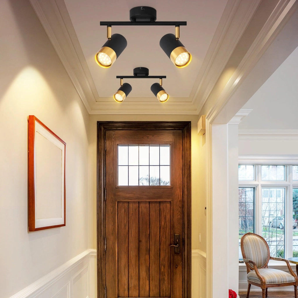 ZMH Faretto da soffitto 2 fiamme GU10 nero oro moderni per soggiorno