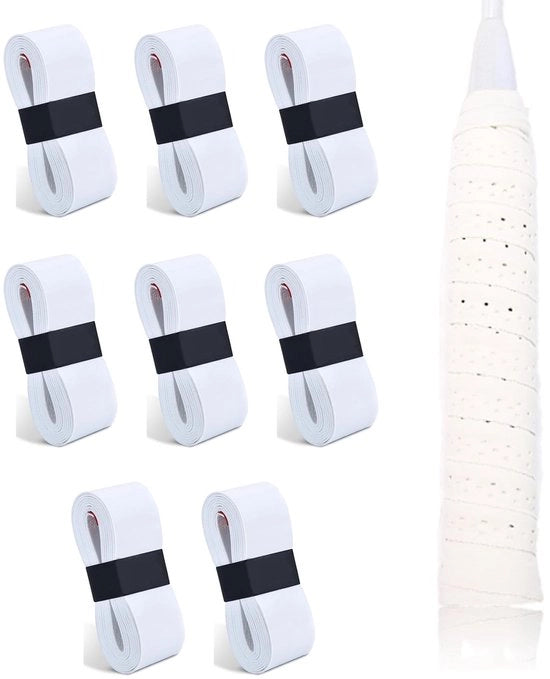 Set di maniglie da tennis 8 pezzi - Striscia di adesivo autoadesiva - Maniglie antiscivolo - Assorbe sudore - Materiale PU - 110 × 2,5 × 0,07 cm