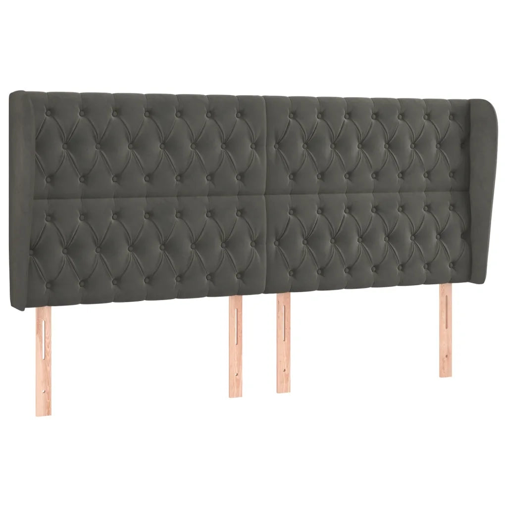 Testiera ad Orecchio GrigioScuro 203x23x118/128cm in Velluto 3118359