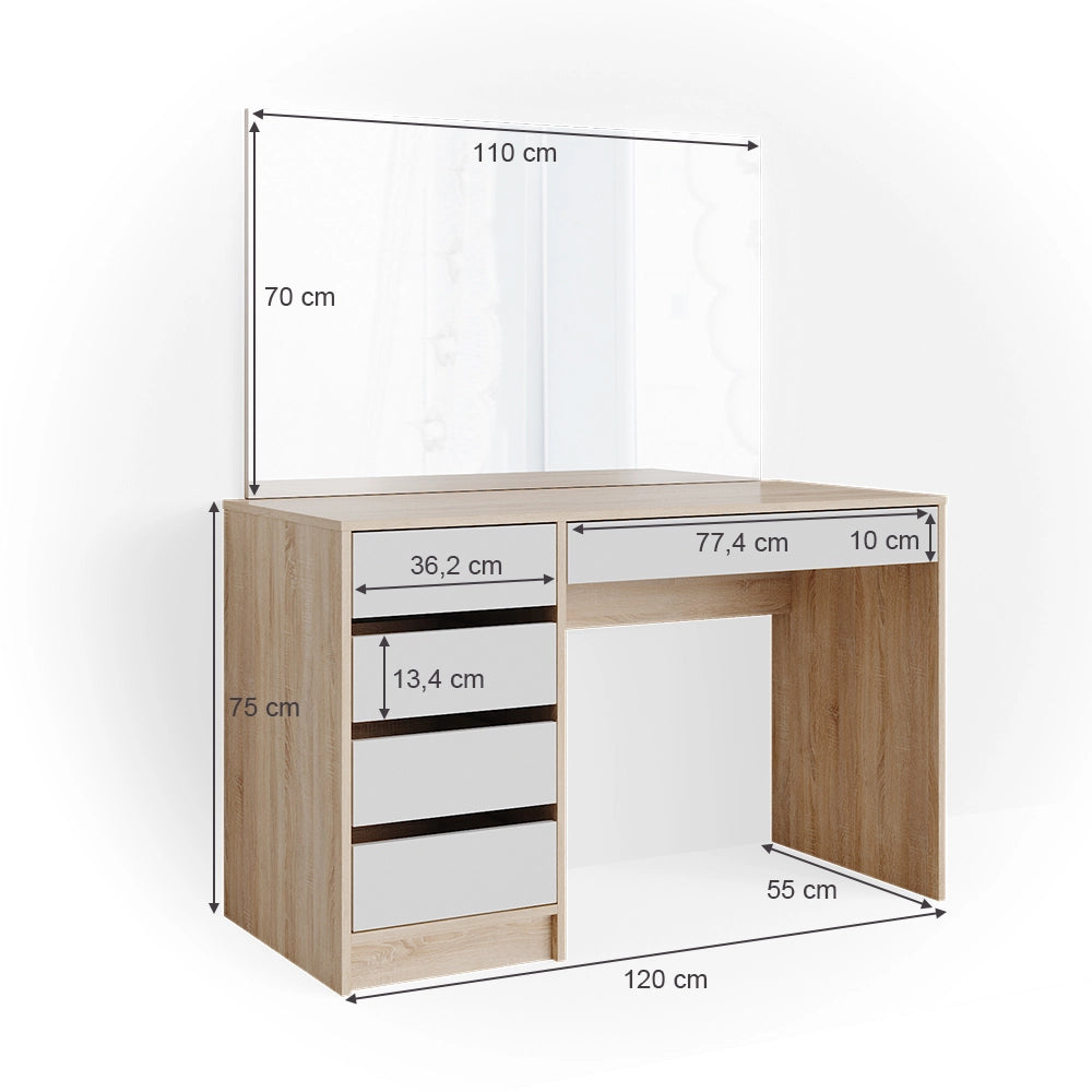 Tavolo da toeletta Sherry Bianco/Sonoma 120 cm Vicco