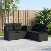 Set di divani 5 pz Nero Rattan sintetico e Acciaio 3447728