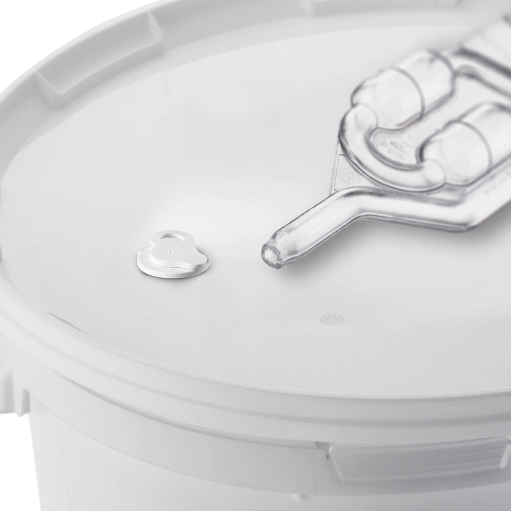 Contenitore di fermentazione KADAX da 33 litri per vino, liquori, birra e sidro, con tappo in sughero.
