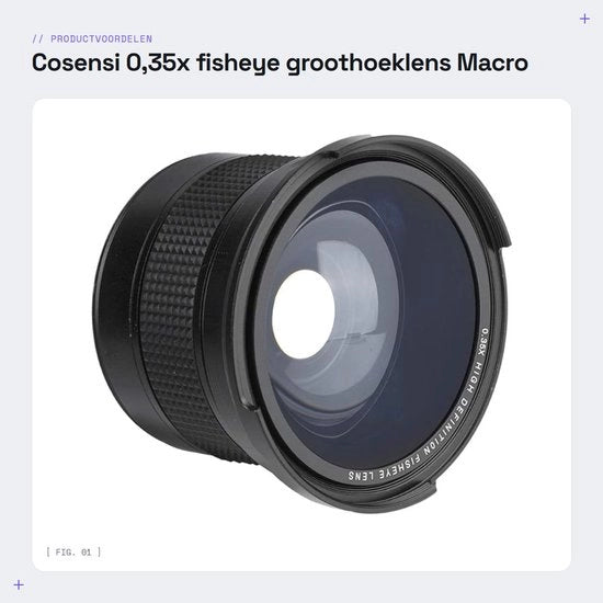 Obiettivo Fisso 0,35x - 58 mm Interfaccia per Macchina Fotografica - Macro - Chiave di Rilievo - Cassetta in Metallo - Invarcato - Adatto per SLR/DSLR - Obiettivo Macchina Fotografica