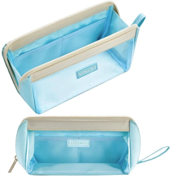 Etui per ragazze, etui trasparente, borsa per scuola, grande capacità per adolescenti e adulti, estetico e elegante (blu cielo)