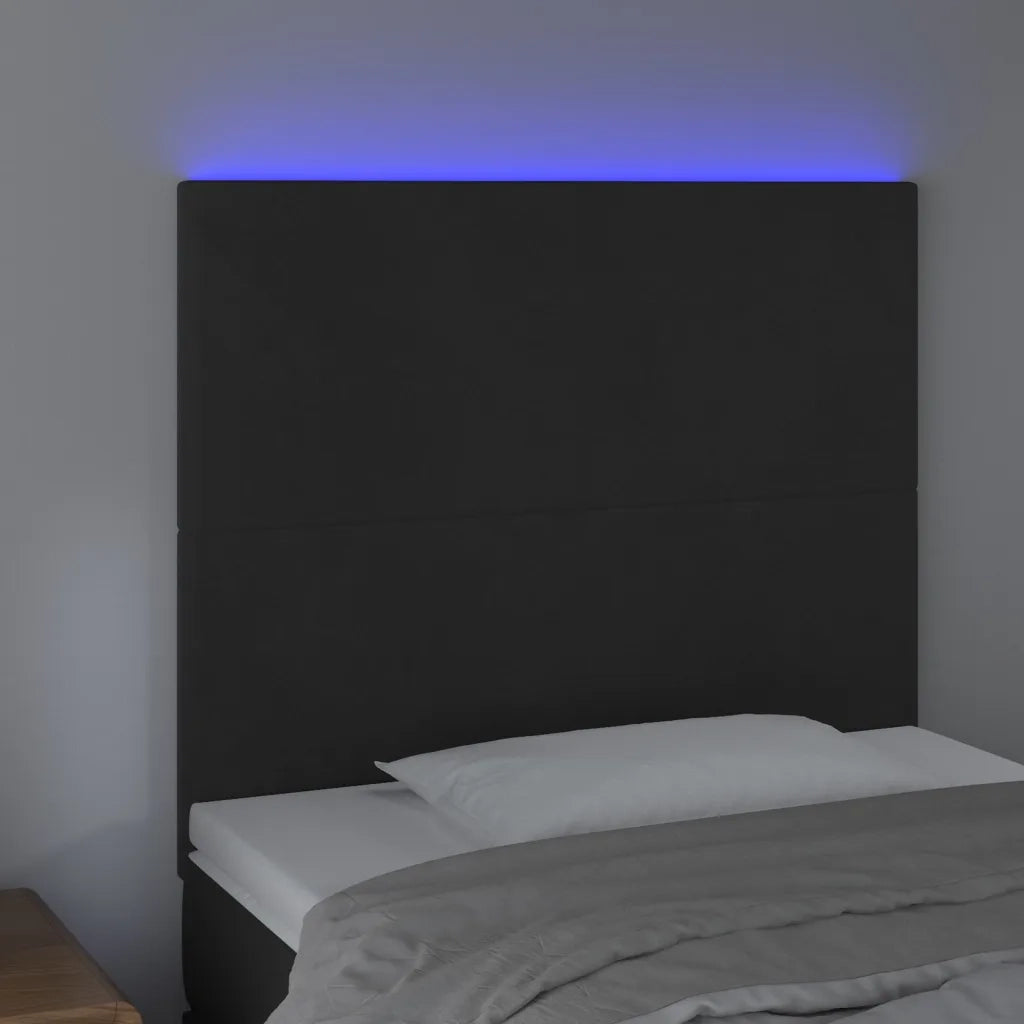 Testiera a LED-Testata con LED Nera 100x5x118/128 cm in Velluto 795995