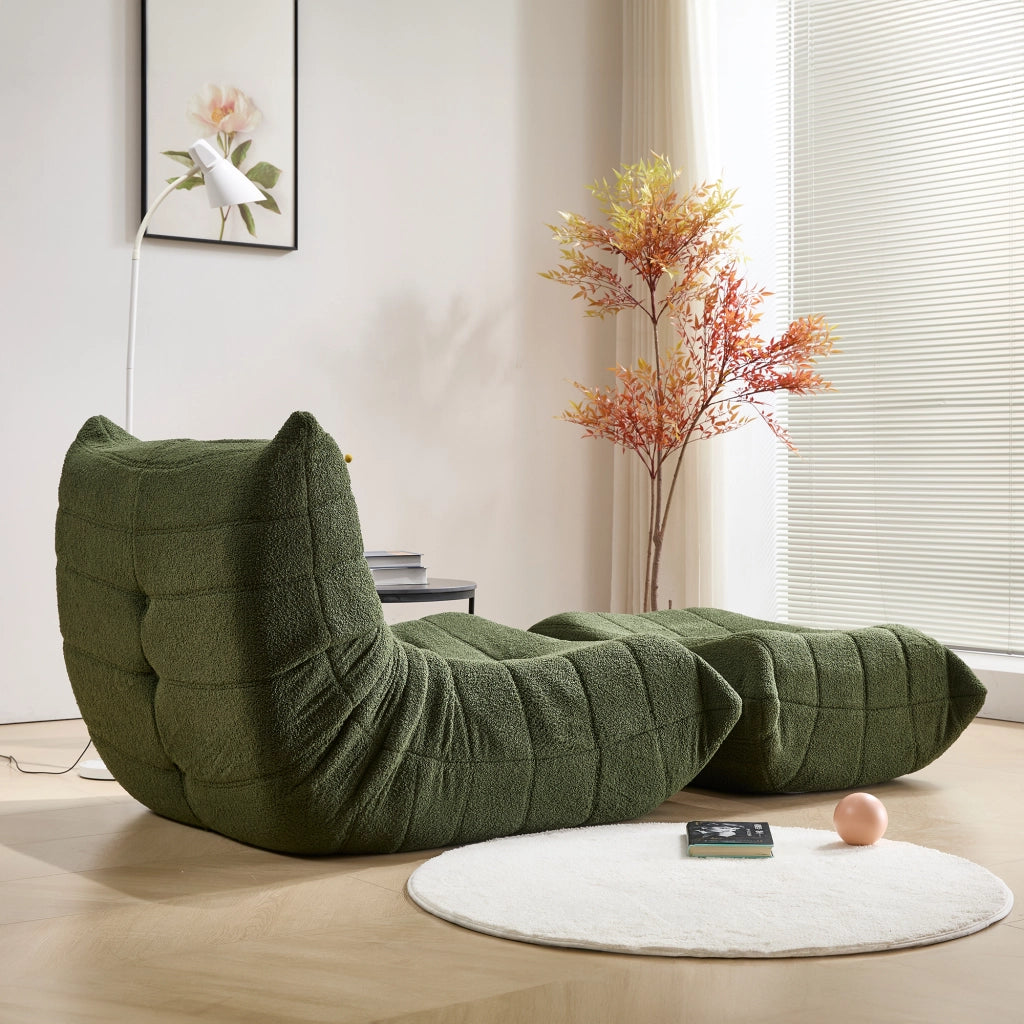 DIVANO RELAX 112 x 189 x 82 cm Tessuto Teddy Verde