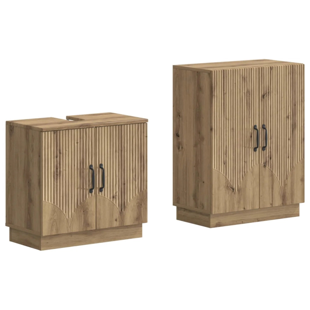 Set di Armadi da Bagno da 2 Pezzi HOORN Rovere Artigianale 3417638
