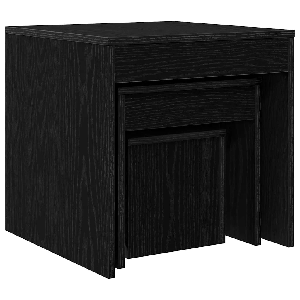 vidaXL Tavolini da salotto 3 pcs Rovere nero 45 x 45 x 45 cm