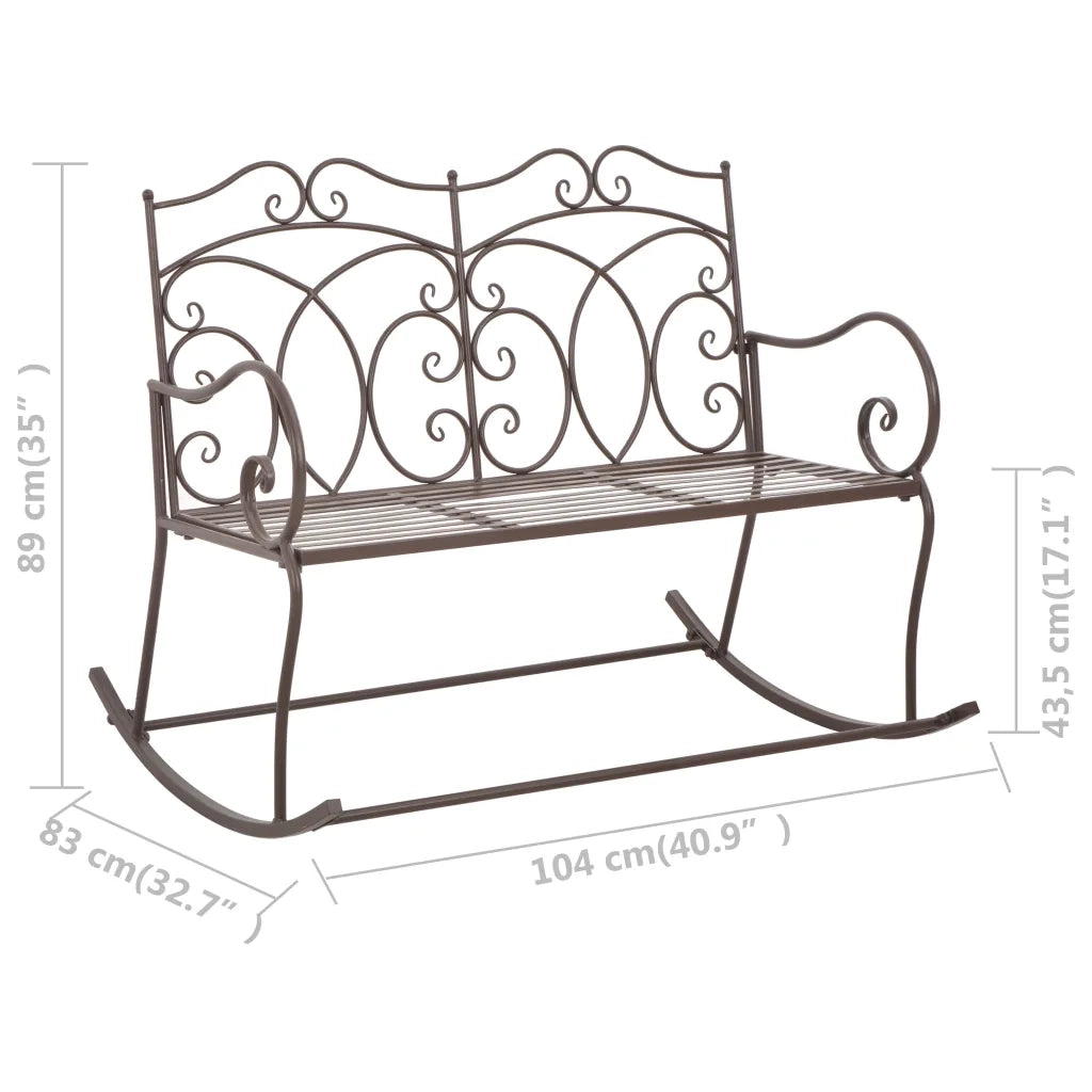 Panchina da Giardino 104 cm in Ferro Marrone Anticato 45437