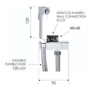 Set idroscopino composto da: idroscopino art. rb120 sq, flessibile e rubinetto sq