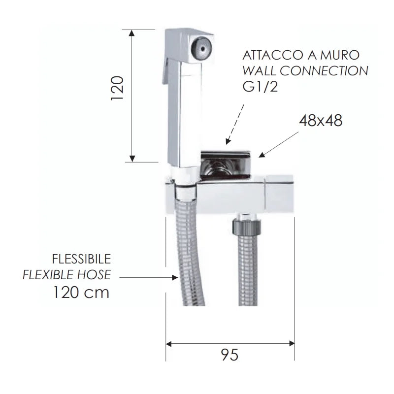 Set idroscopino composto da: idroscopino art. rb120 sq, flessibile e rubinetto sq
