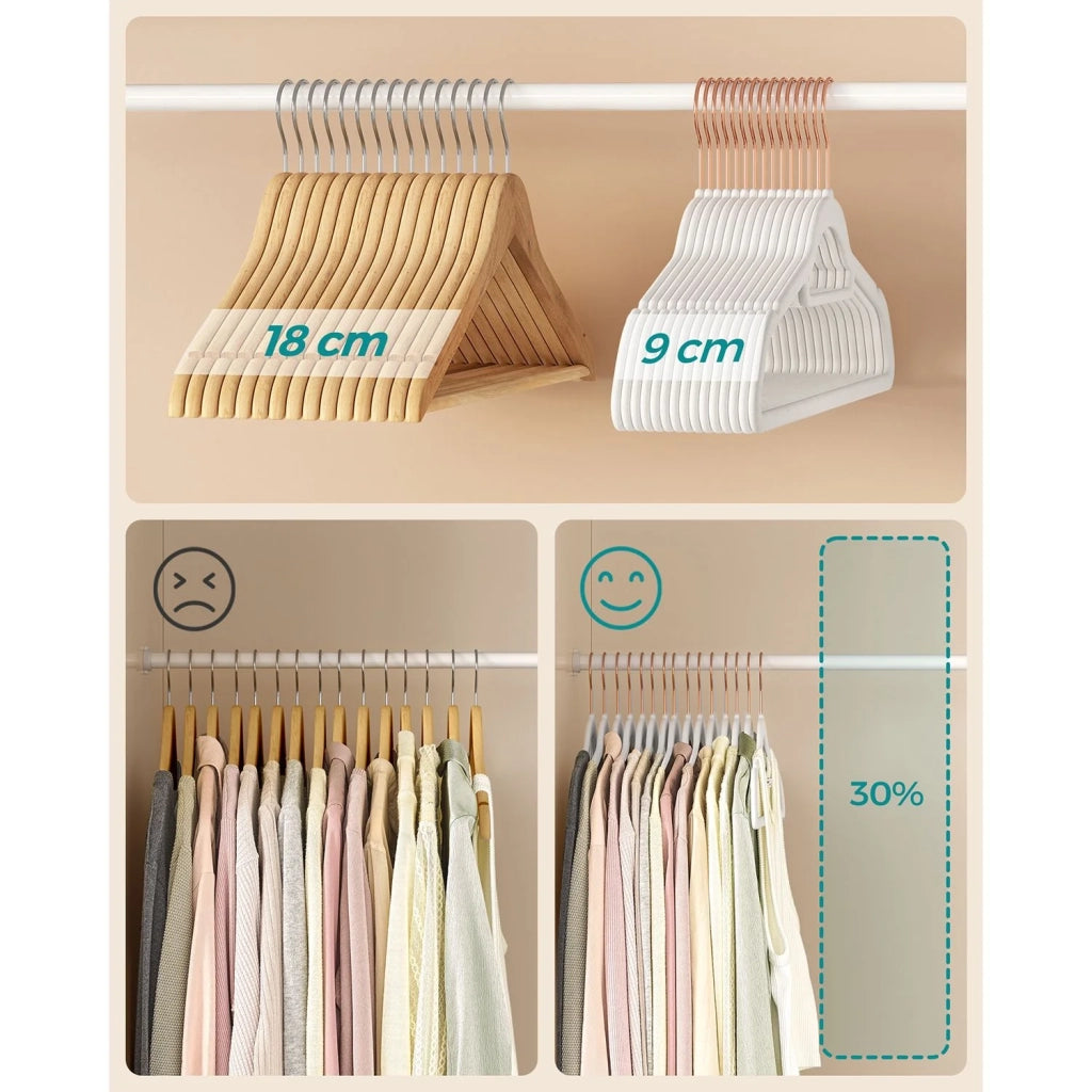 Grucce in velluto set da 30 antiscivolo con ganci girevoli color oro rosa lunghe 45 cm per cappotti abiti pantaloni cravatte bianche 12_0005077