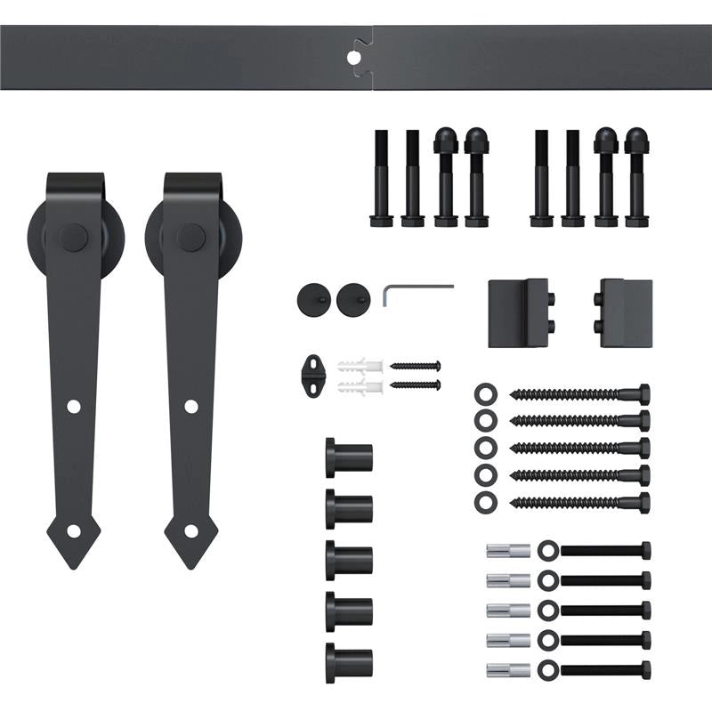 KIT BINARIO PER PORTA SCORREVOLE SINGOLA STILE RUSTICO IN ACCIAIO AL CARBONIO MARRONE