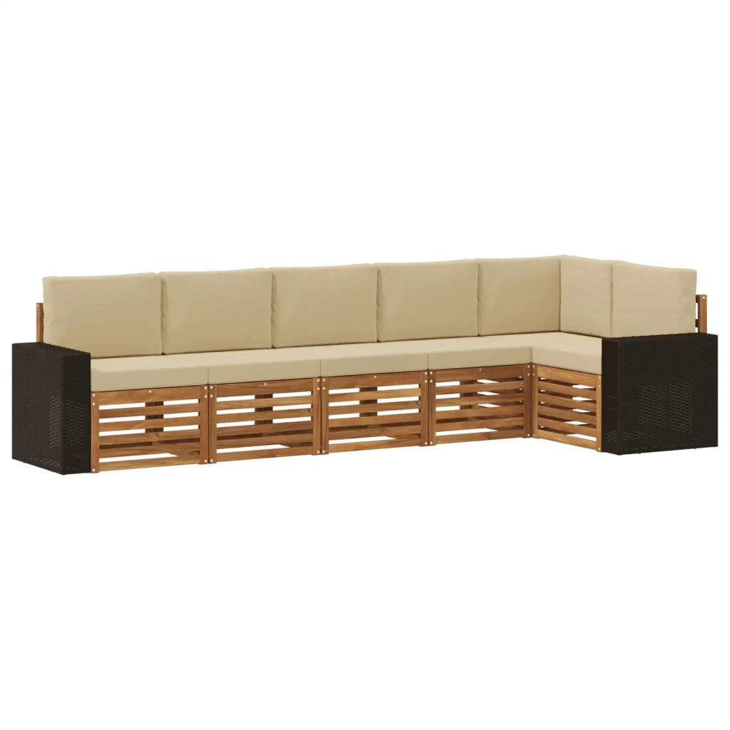 Set di divani da esterno 6 pz Naturale e Beige Poliestere 3384424