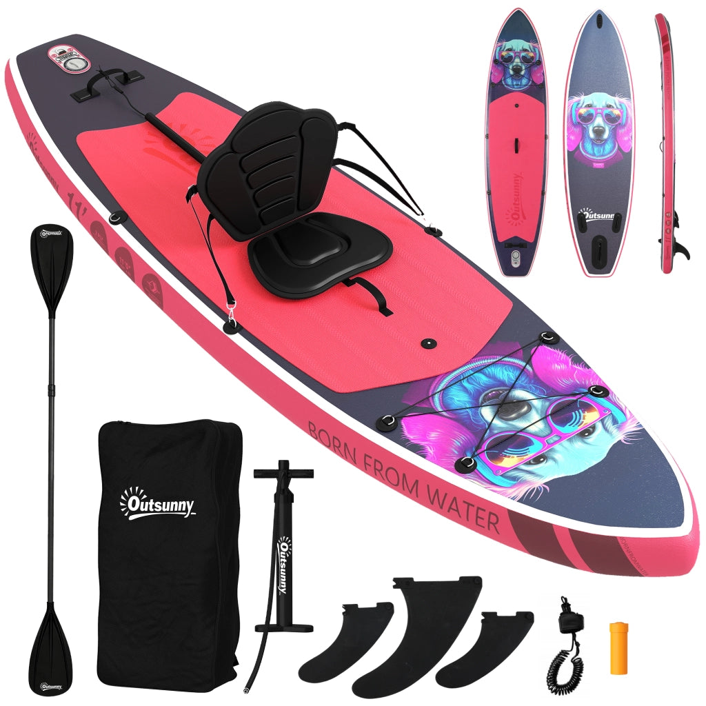 Tavola SUP Gonfiabile con Sedile e Pagaia - Xylo - 335x82x15 cm Blu Rosa