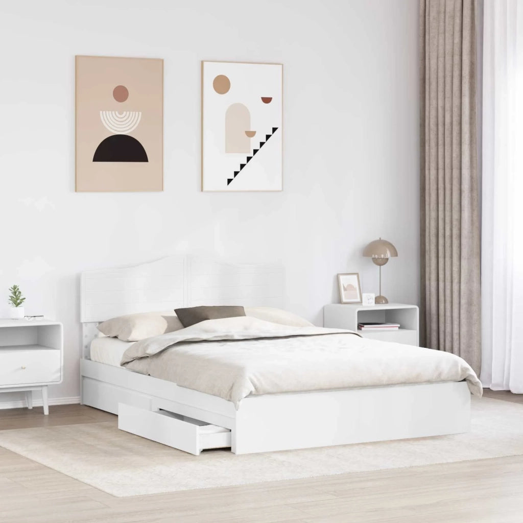 Letto con Contenitore Bianco 140 x 200 cm Legno multistrato