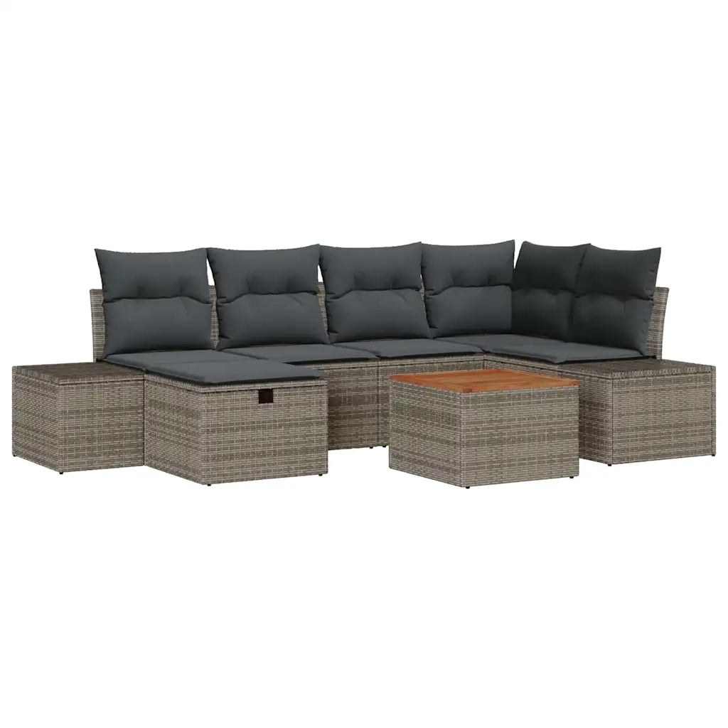 Set Divano da Giardino con cuscino 7 pcs Grigio Poly Rattan 3360926