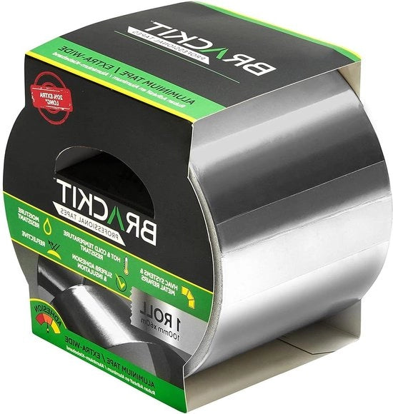 Nastro di alluminio adesivo extra largo 100mm x 60m - Resistente a temperature elevate e basse - Riparazione di condotte HVAC, isolamento, asciugatrici