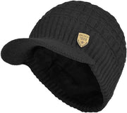 Cappello di lana per uomo - Berretto con cappuccio - Foderato con pile - Misura unica 55-61 cm - Altezza 19 cm - Ideale per attività all'aperto
