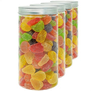 Set di 4 contenitori di plastica di alta qualità, 1,5 L (20x10 cm), con cappuccio a vite, riciclabile. 100% senza