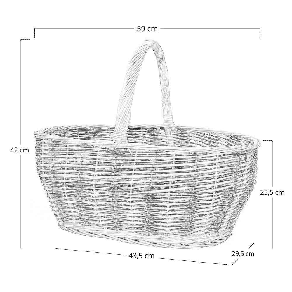 Cesto Ambra vimini naturale con manico intrecciato bicolore 59 x 29,5 x h 42 cm