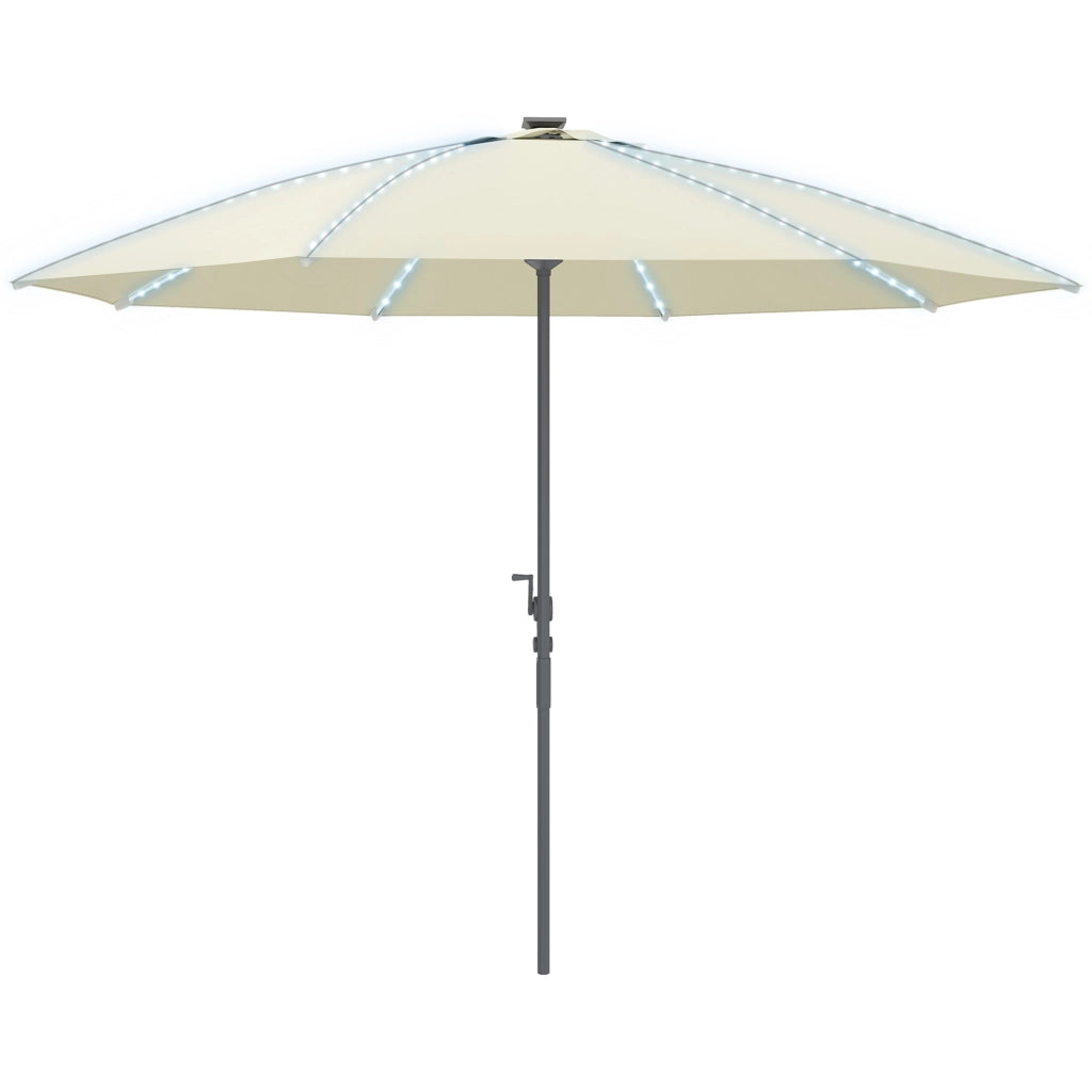Ombrellone da Giardino con Luci LED e Manovella ¨C Zephmum ¨C Crema ?300x256 cm