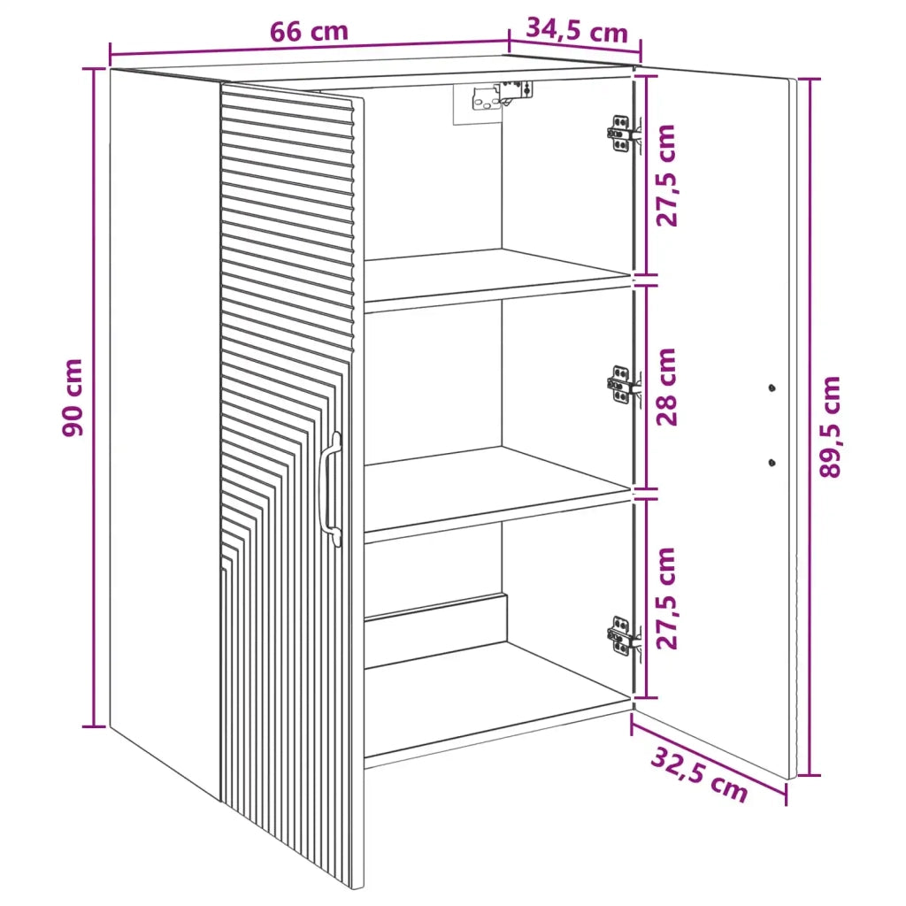 Mobiletto a muro Rovere Sonoma 66 x 34,5 x 90 cm 898567