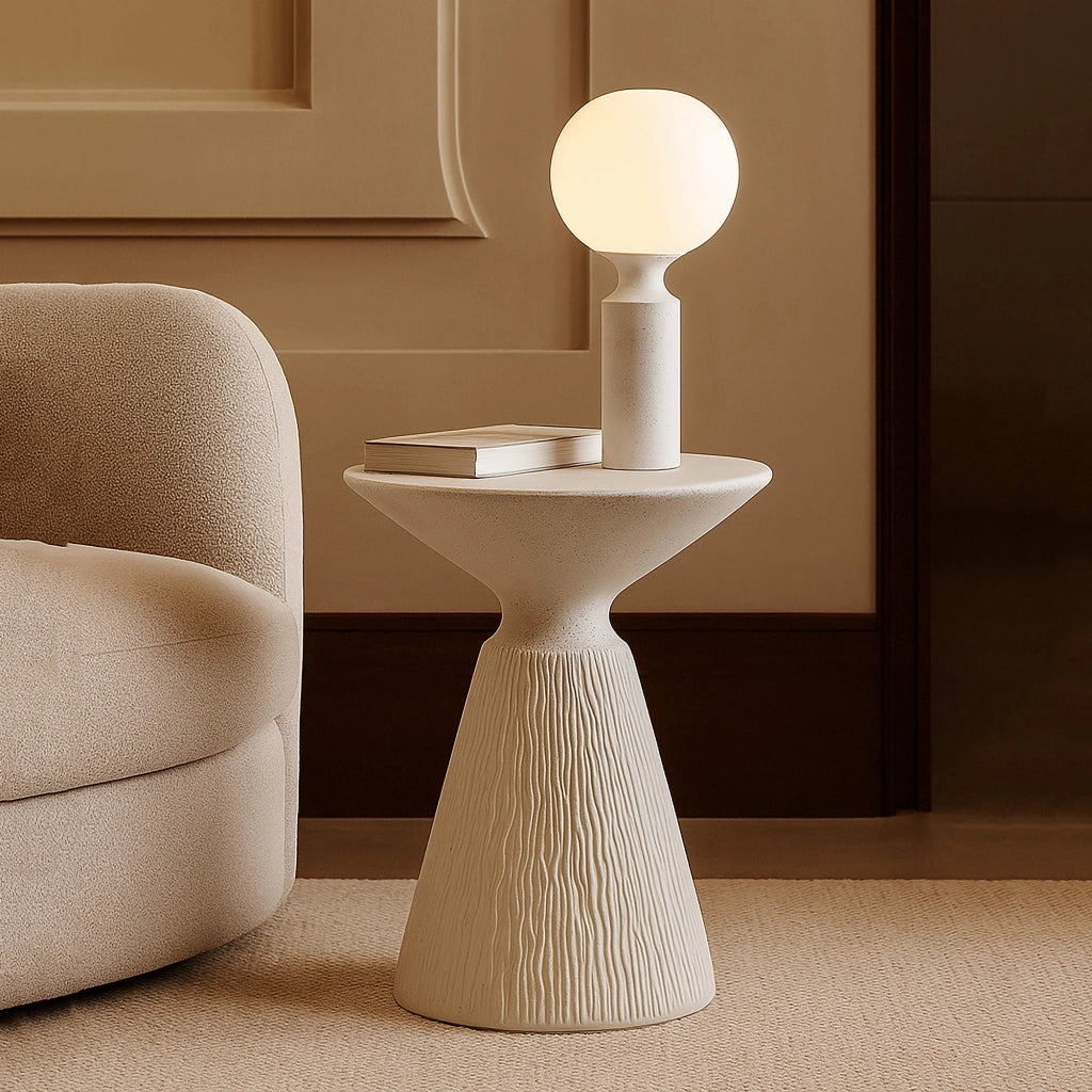 Gakamota, Tavolino da Salotto Adatto per Indoor/outdoor, 47x61x47h cm Bianco Marmo