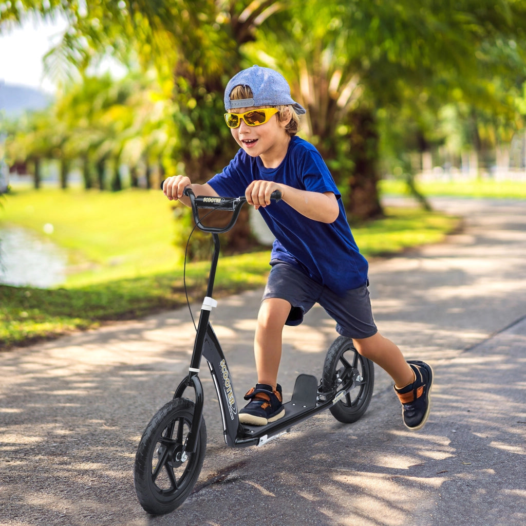 Monopattino per Bambini ¨C Xylo ¨C Ruote 30 cm Manubrio Regolabile Freno Cavalletto Acciaio 5+ Anni Nero
