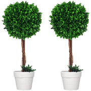 Set 2 piante artificiali Buxus ¨C Zephmum ¨C Verde, resina, 28x28x60 cm