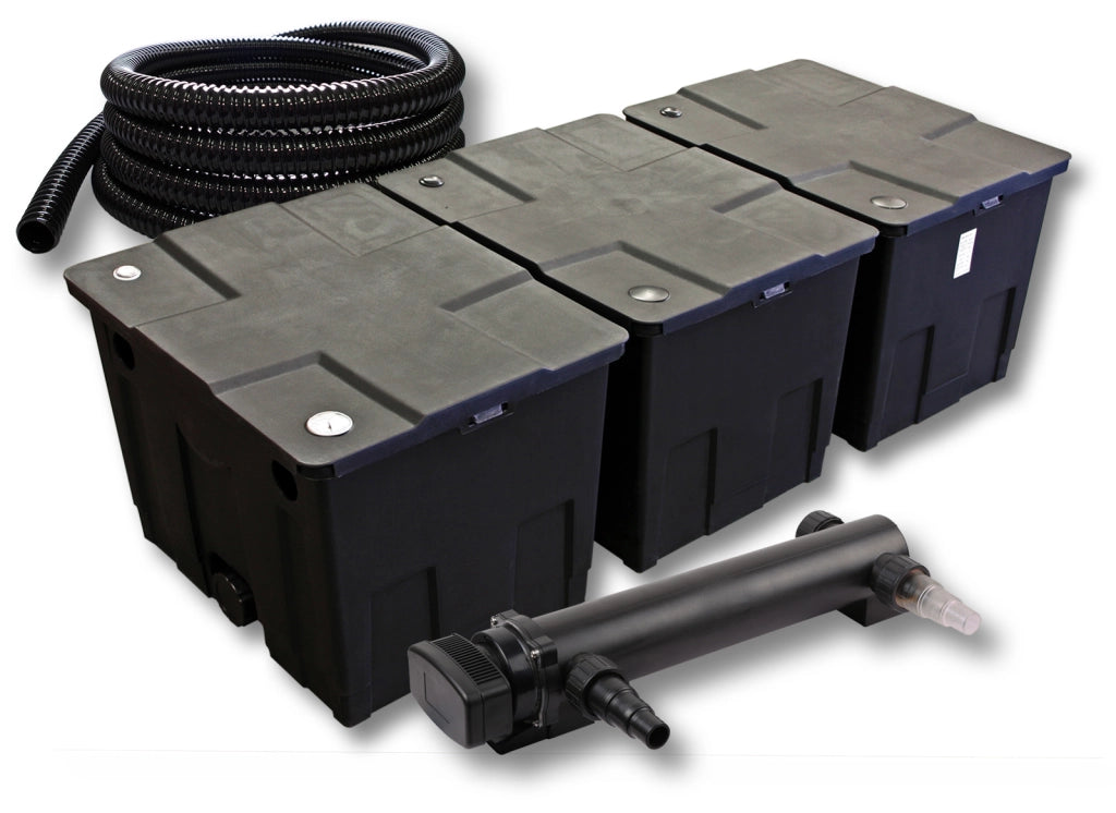 Set Filtro a 3 camere per laghetto da 90000l Chiarificatore UVC da 24W Tubo da 5 m