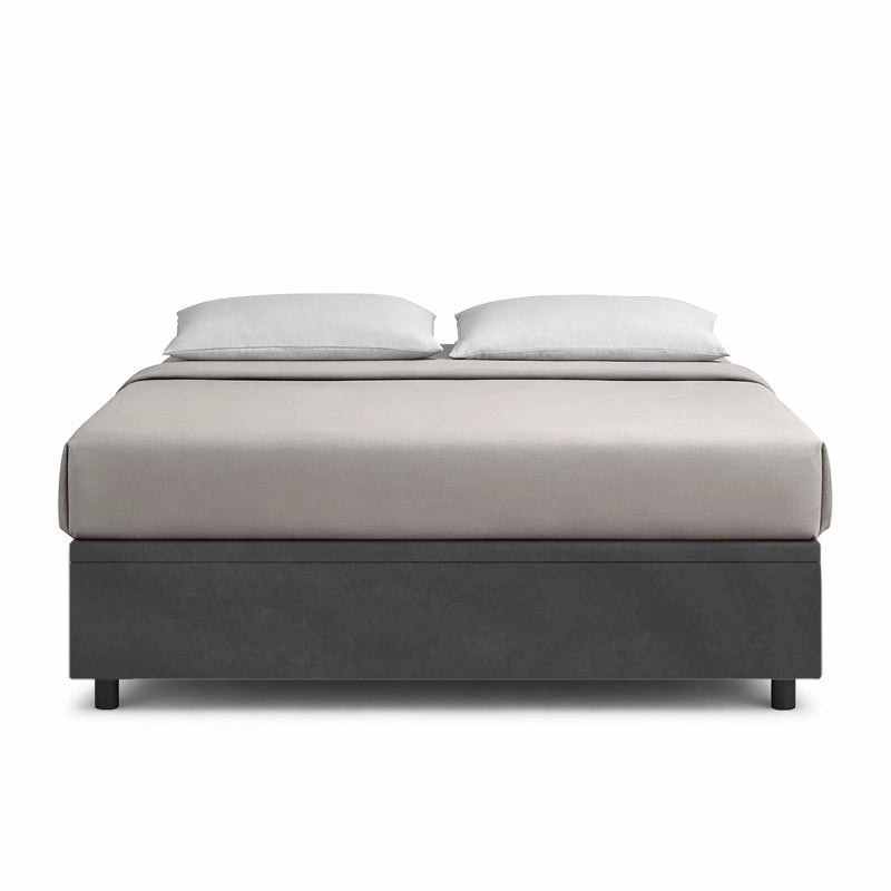 Letto imbottito Letto Matrimoniale alla Francese 140x200 cm BoxMax - Contenitore,Microfibra,Grigio