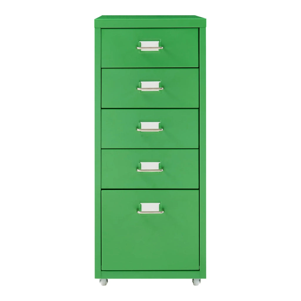 Mobiletto/contenitore per ufficio su ruote con 5 cassetti 69 x 28 x 41 cm verde mela 03_0009109