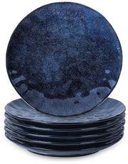 Set di piatti da tavola in ceramica, 6 pezzi, Ø 27 cm, piatti da tavola o da colazione in porcellana per i vostri piatti preferiti, lavastoviglie (azzurro a stelle)