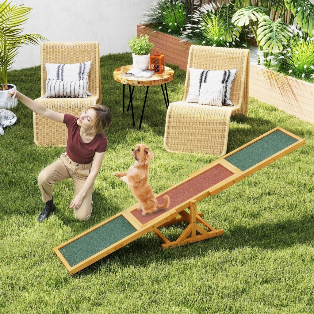 Set di esercizi e giochi per cani giocattolo da esterno per allenamento dell'equilibrio-Altalena per agility cane per animali Giallo