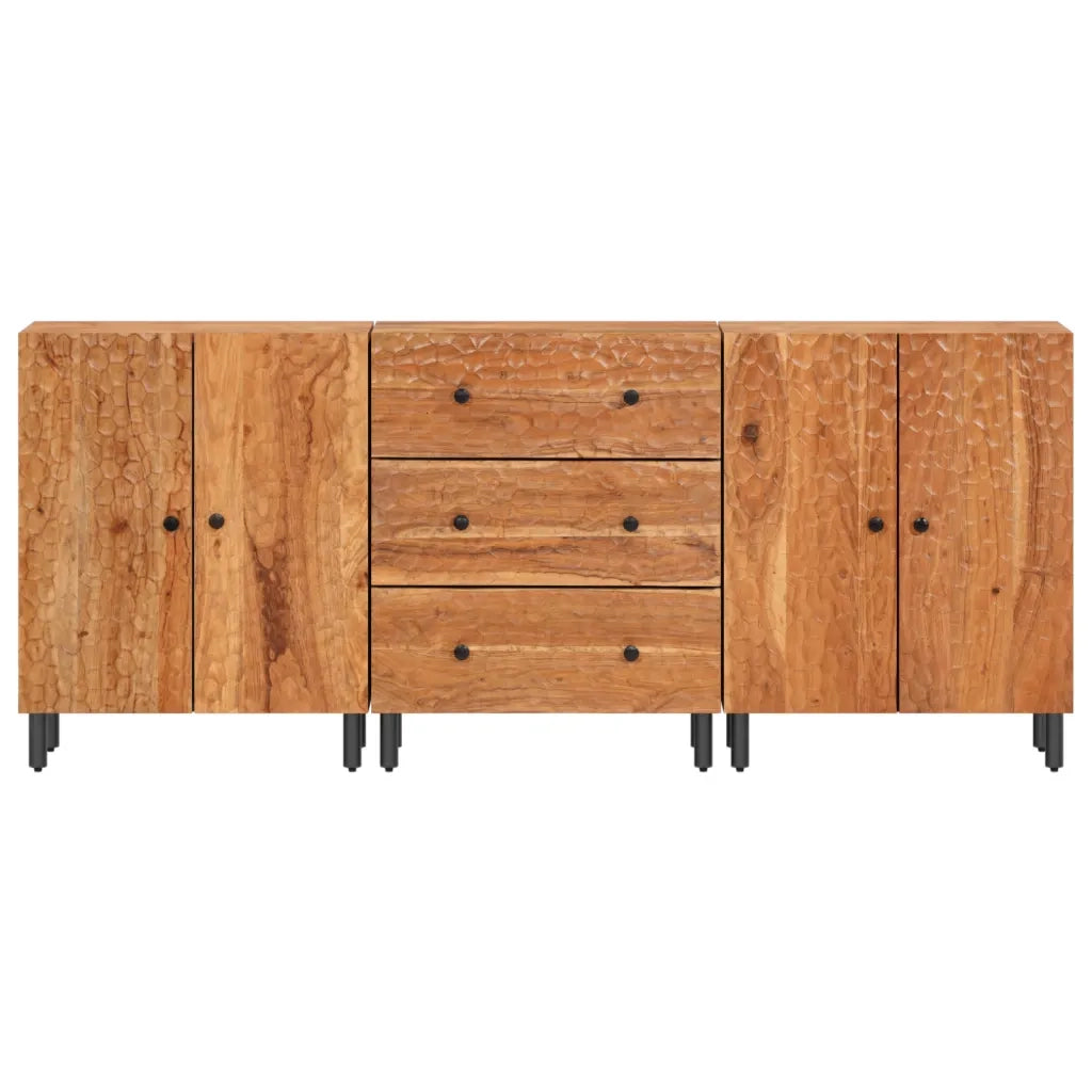 Credenze 3pz 60x33x75 cm in Legno Massello di Acacia 3206286