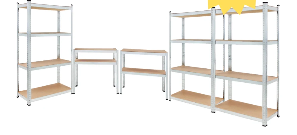 KIT 4 Scaffali in MDF Zincato 4 Ripiani: 75x30x150cm Portata 400KG (100kg a Ripiano)
