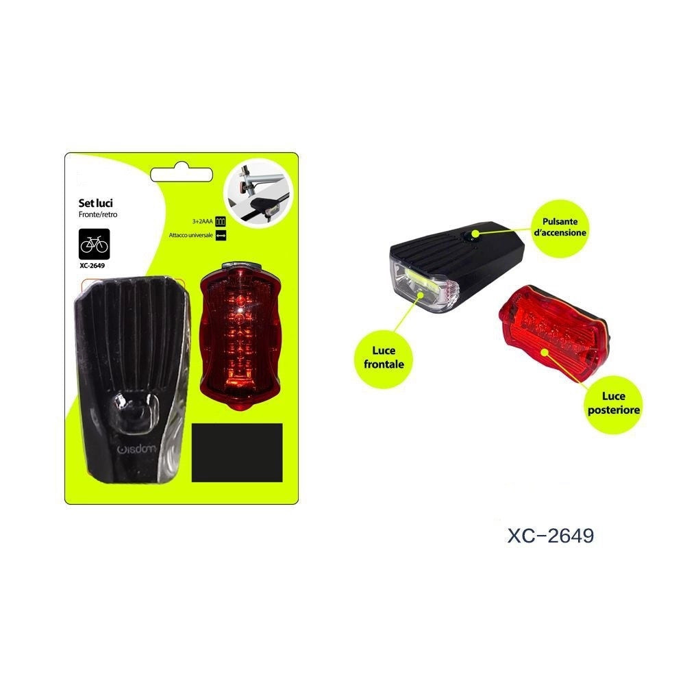 Trade Shop - Set Luci Anteriore Posteriore Fanalino Bici Bicicletta Attacco Universale Xc2649 -