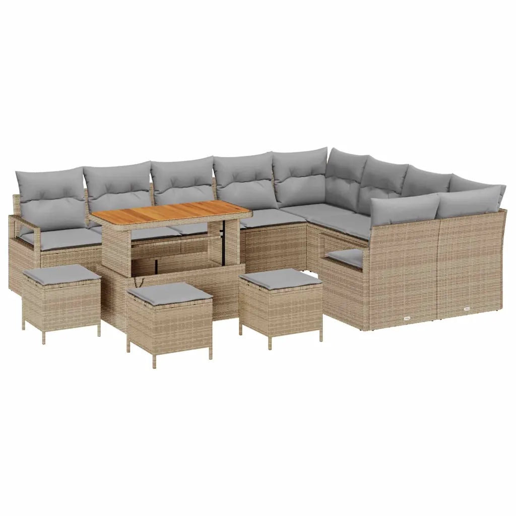 Set Divano da Giardino con cuscino 13 pcs Beige polyrattan 3362572