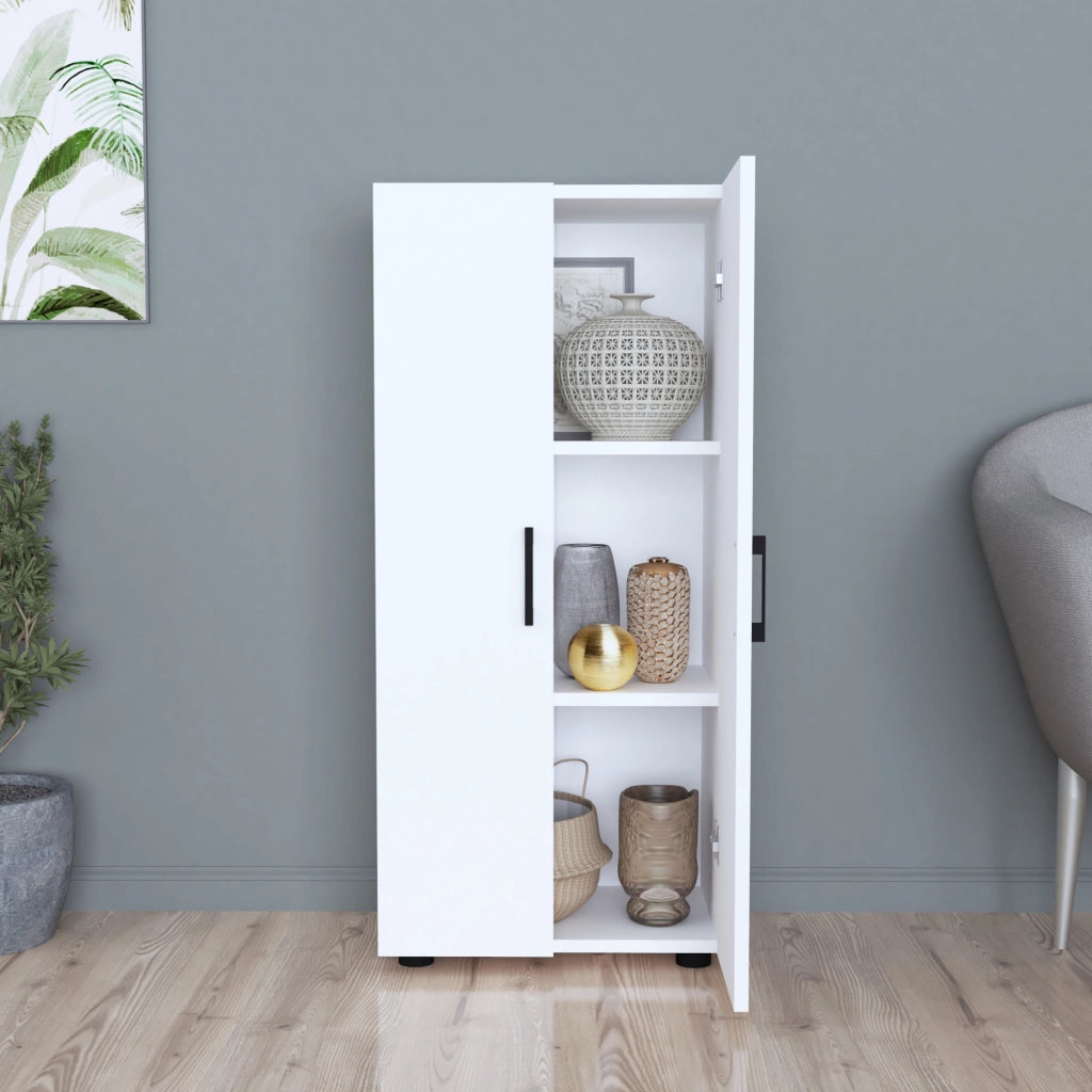 Armadio a 2 Ante Armadio Stretto con 4 Ripiani Mobile per Guardaroba Armadio da Ingresso Corridoio 108 x 49 x 32 cm - Bianco [en.casa]