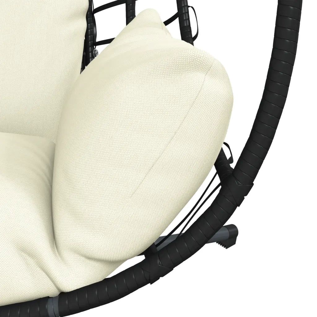 Sedia a Uovo Sospesa con Supporto Beige in Polyrattan e Acciaio CFW2206913