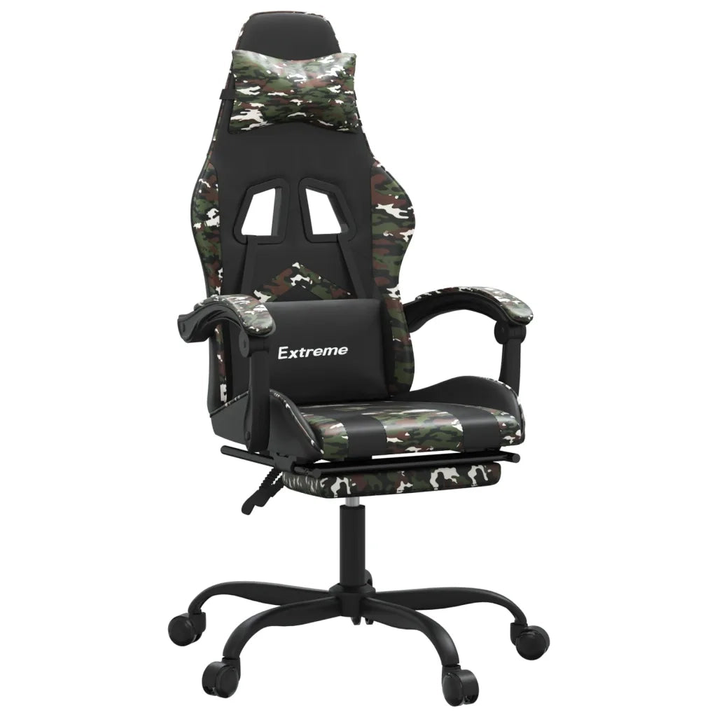 Sedia da Gaming con Poggiapiedi Nero e Mimetico in Similpelle cod mxl 65358
