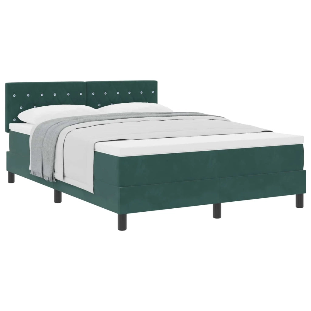 Letto a molle con materasso Verde Scuro 140 x 200 cm Velluto 3339113