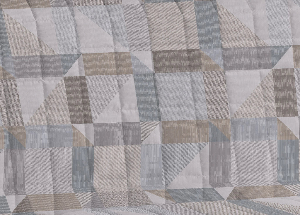 Copridivano Imbottito Trapuntato Sofà Antimacchia Made Italy Astratto 7879 - 2 Posti - Beige