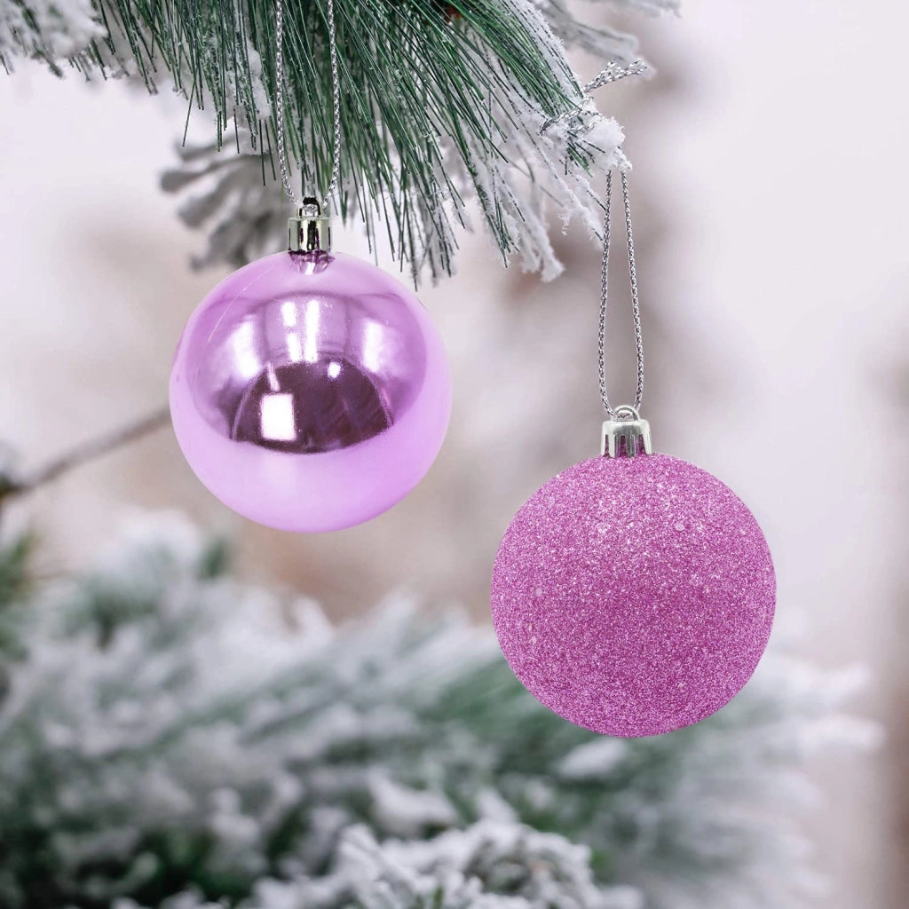 Set 48 Palline Decorative Ø 7 cm per Albero di Natale Rosa