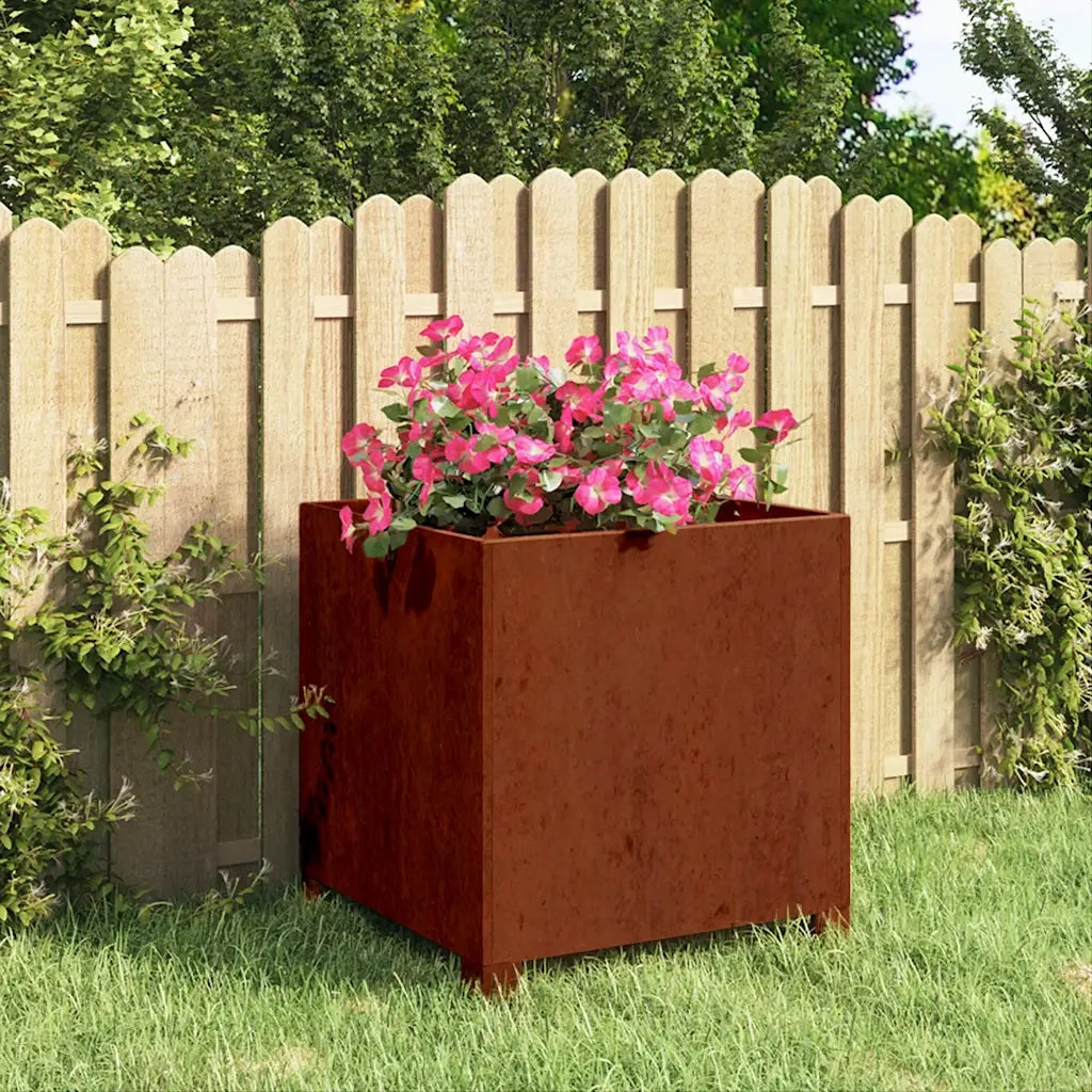 Fioriera con Gambe Ruggine 40x40x40 cm Acciaio Corten 823680