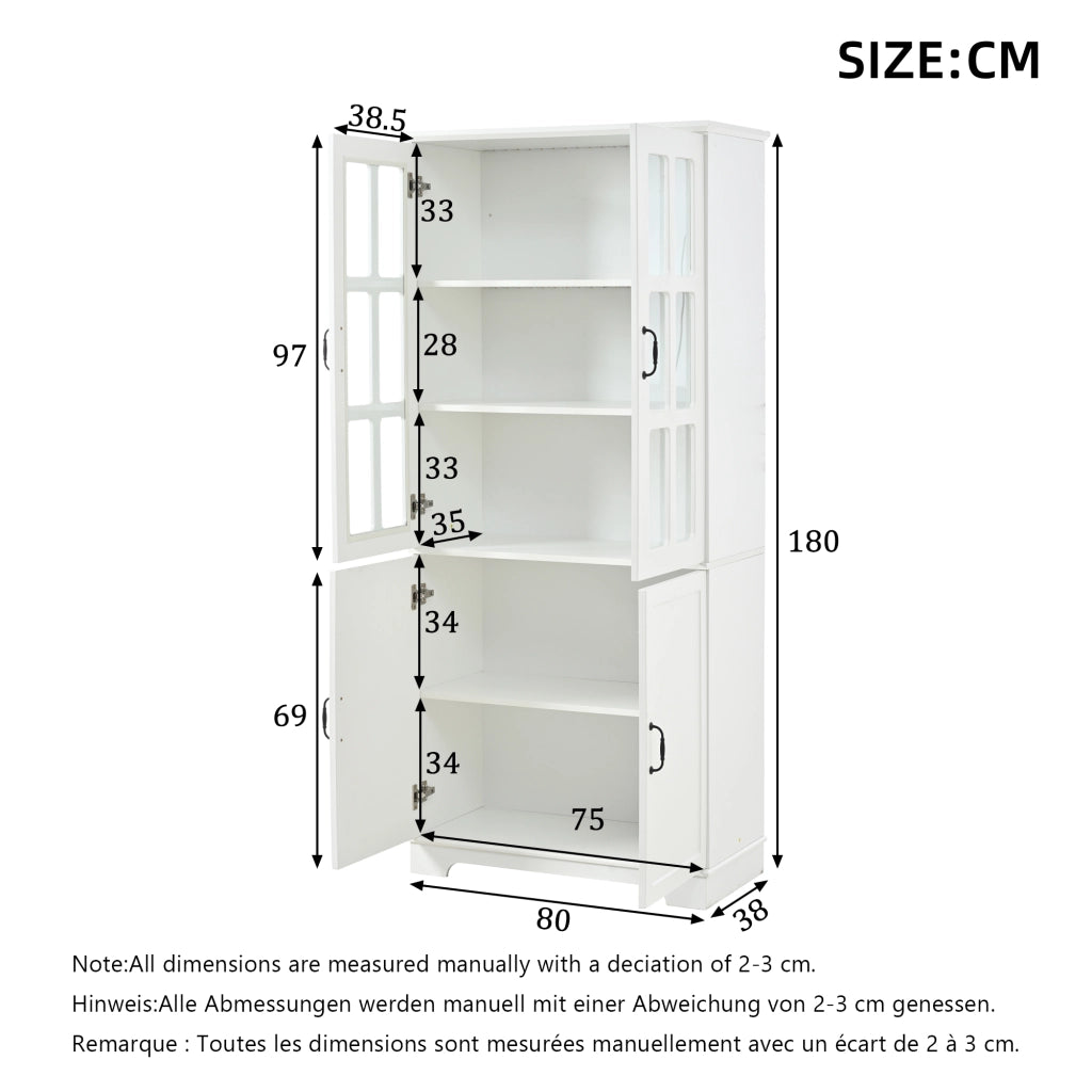 Libreria con Vetrina 5 Ripiani ¨C MINIMAL ¨C Bianco, Truciolato, 80x38x180