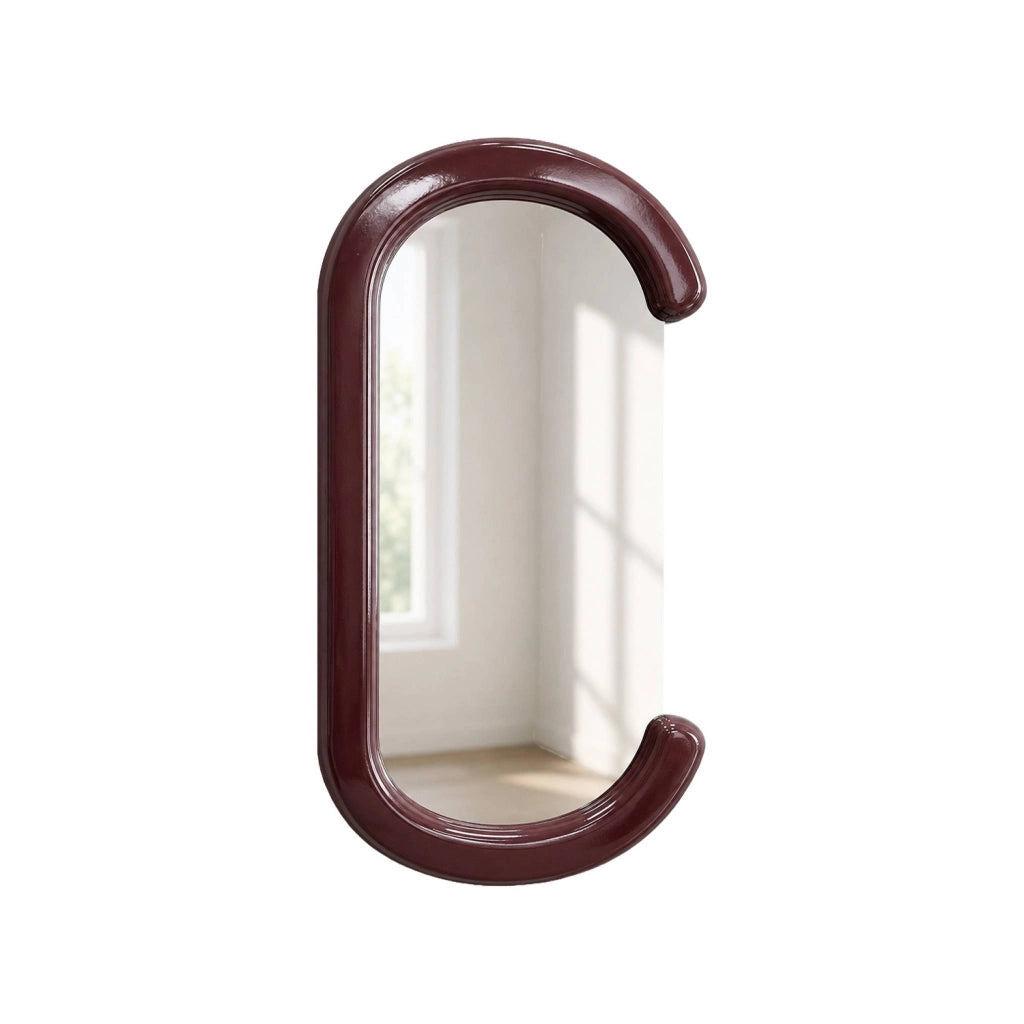 Specchio ovale decorativo in legno, 91cm, bordeaux