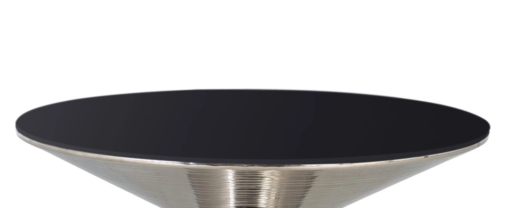 Tavolino in vetro temperato e base in metallo 40x76 cm
