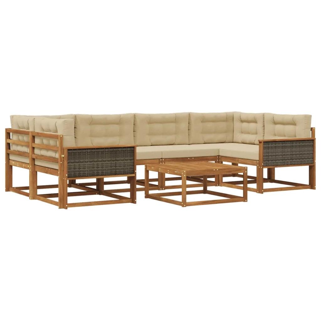 Set di divani da esterno con cuscino 7 pcs Naturale e Beige 3382381